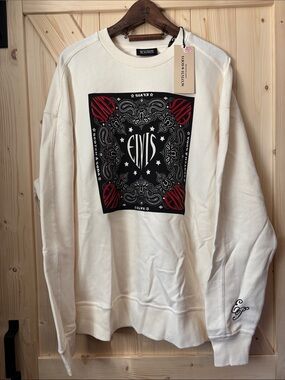 Scotch & Soda Cream Crewneck with Black & Red Graphic